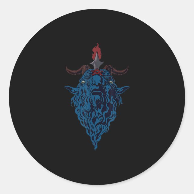 Sticker Rond Sigil Of Baphomet Goat Of Mendes Satan Dark Goth (Devant)