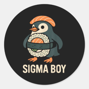 Sticker Rond Sigma Boy Italien Brainrot Drôle Mème Pingouin