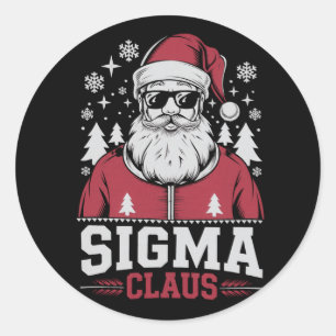 Sticker Rond Sigma Claus Cool Père Noël Christmas Rizz Rizzler 
