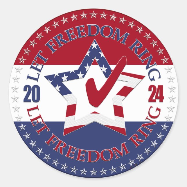 Sticker Rond Signal 2024 USA Let Freedom Ring Star Mark (Devant)