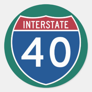 Sticker Rond Signal autoroutier Interstate 40 (I-40) (pack de 6