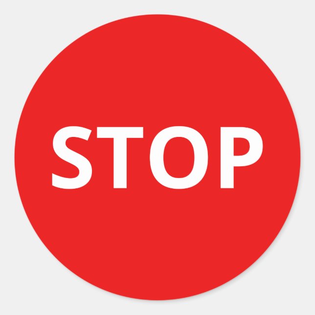 Sticker Rond Signal d'arrêt d'avertissement rouge Texte personn (Devant)