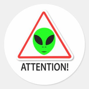 Sticker Rond Signal d'attention Alien