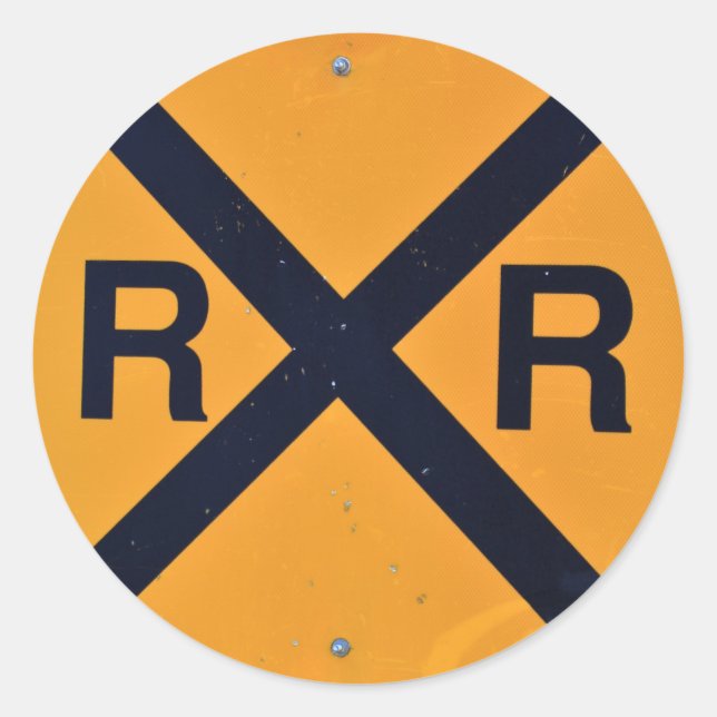 Sticker Rond Signal d'avertissement de franchissement ferroviai (Devant)