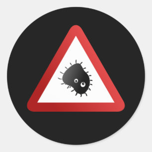 Sticker Rond Signal d'avertissement de la bactérie