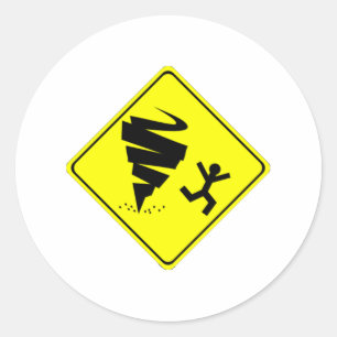 Sticker Rond Signal d'avertissement de tornade
