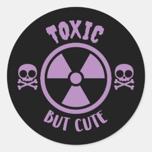 Sticker Rond Signal d'avertissement toxique mais mignon
