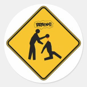 Sticker Rond Signal d'avertissement Zombie