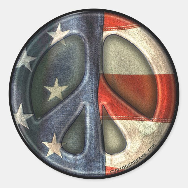 Sticker Rond Signal de paix vintage (Devant)