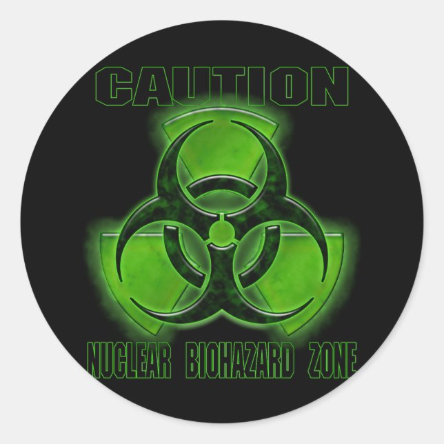 Sticker Rond Signal de prudence en cas de biodanger nucléaire (Devant)