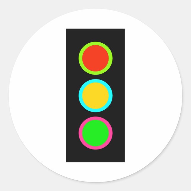 Sticker Rond Signal de trafic Stop-Attention-Go Mod Stop Light  (Devant)