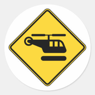 Sticker Rond Signal d'hélicoptère de prudence