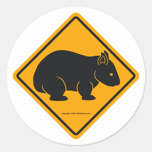 Sticker Rond Signal Wombat (pas de texte) (Devant)
