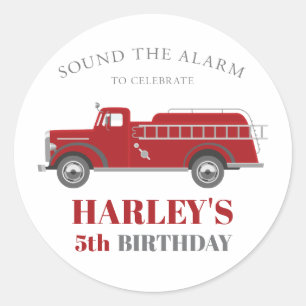Sticker Rond Signaler l'alarme incendie camion fête d'anniversa
