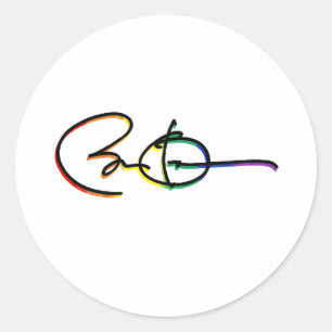 Sticker Rond Signature Barack Obama Fierté Arc-en-ciel - LGBT P