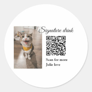 Sticker Rond Signature boisson scanner QR code ajouter le nom d