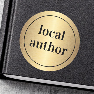Sticker Rond Signature d'un livre en dégradé doré par l'auteur