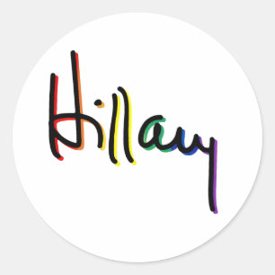 Sticker Rond Signature Hillary Clinton Pride Arc en ciel - Pol 