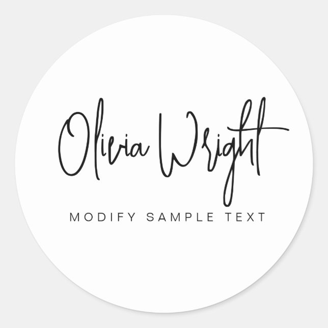 Sticker Rond Signature manuscrite typographie conception de scr (Devant)
