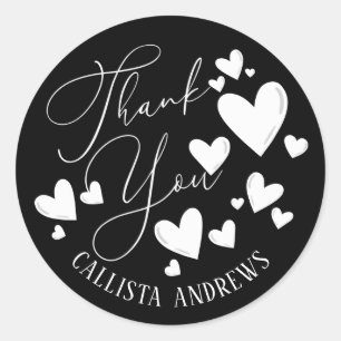 Sticker Rond Signature Script Hearts Commander Merci client C