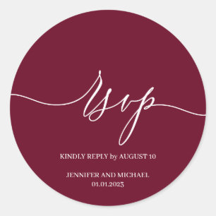 Sticker Rond Signature Script Mariage élégant RSVP bordeaux