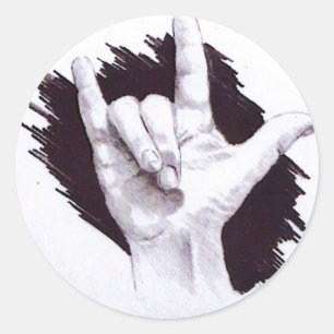 STICKER ROND SIGNE AMÉRICAINE LANGUE JE VOUS AIME