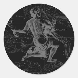 Sticker Rond Signe Aquarius Carte de la constellation par Hevel