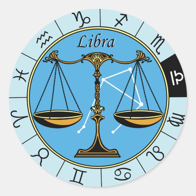 Sticker Rond signe astrologique du zodiaque de libra (Devant)