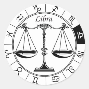Sticker Rond signe astrologique du zodiaque de libra