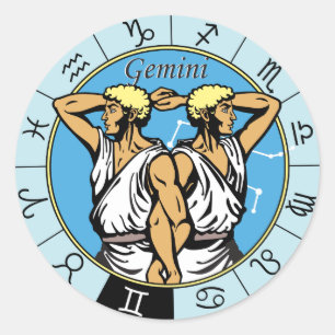 Sticker Rond signe astrologique zodiaque gemini