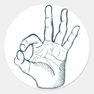 Sticker Rond Signe correct vintage de main de croquis
