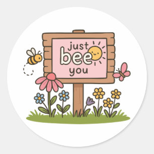 Sticker Rond Signe d'abeille mignonne Motivation positive