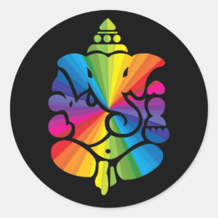 Sticker Rond Signe d'arc-en-ciel de Ganesha
