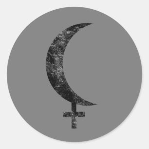 Sticker Rond Signe de la Lune Noire Lilith en Astrologie Ésotér