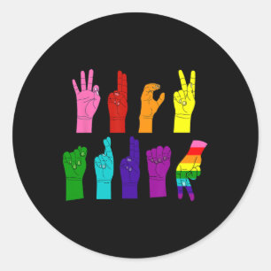 Sticker Rond Signe de la main anti Trump Langue des signes LGBT