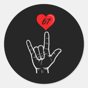 Sticker Rond Signe de la main Je t'aime Asl Cœur 67 Femmes Enfa