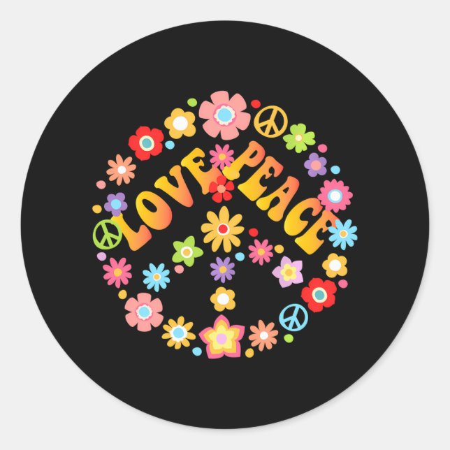 Sticker Rond SIGNE DE PAIX AMOUR 60s les années 70 Cravate Die  (Devant)
