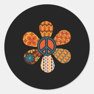 Sticker Rond SIGNE DE PAIX AMOUR 60s les années 70 Super hippie