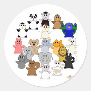 Sticker Rond Signe de paix animal gentil à croquer