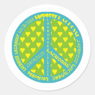 Sticker Rond Signe de paix avec la lacrosse dans le cadre