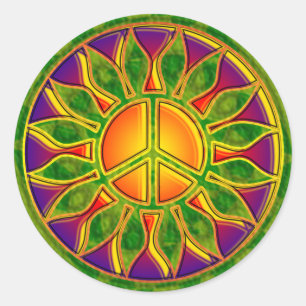 STICKER ROND SIGNE DE PAIX DE FLEUR DU SOLEIL