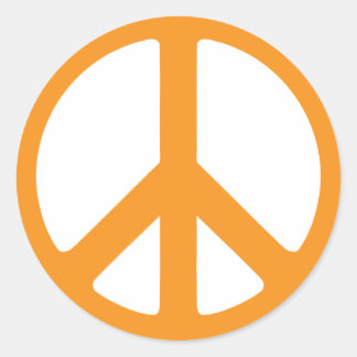 Sticker Rond Signe de paix orange