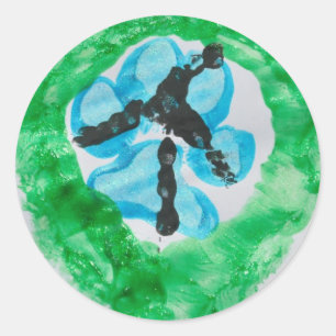 Sticker Rond Signe de paix @PitBullSharky. Chien patte, Poule p