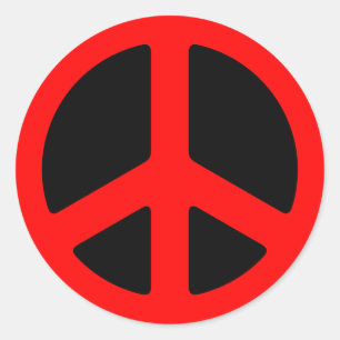 Sticker Rond Signe de paix rouge