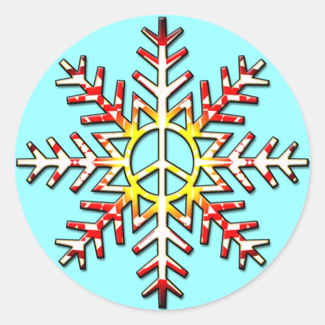 STICKER ROND SIGNE DE PAIX SNOWFLAKE (Devant)