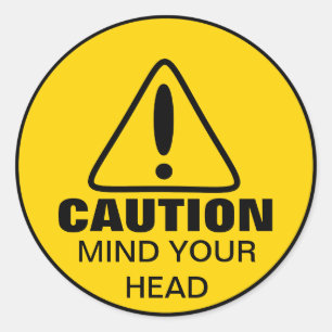 Sticker Rond Signe de prudence Attention Tête
