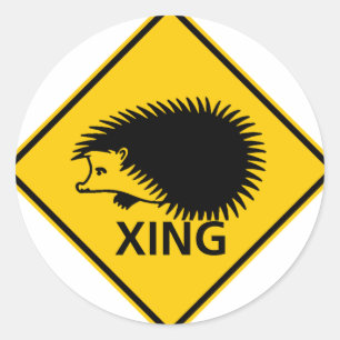 Sticker Rond Signe de route de croisement de hérisson