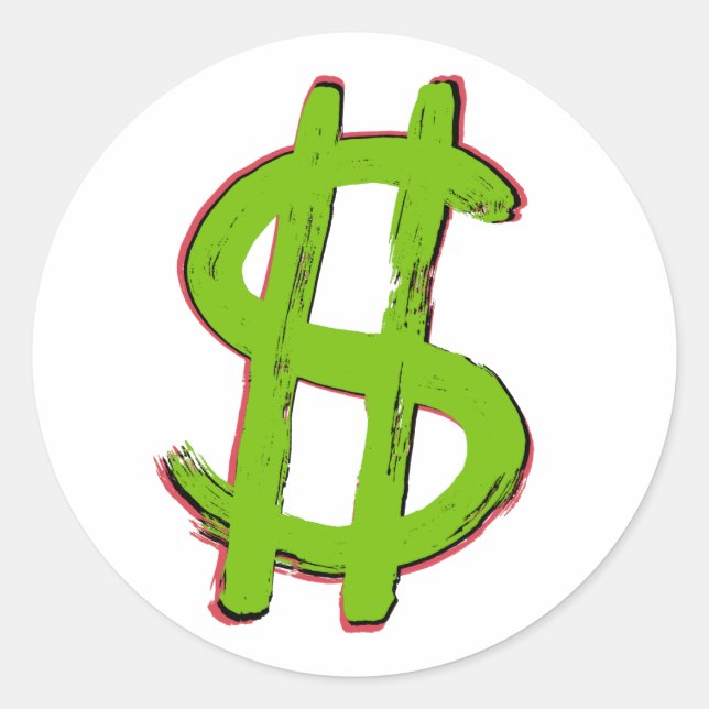 Sticker Rond Signe dollar vert (Devant)