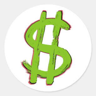 Sticker Rond Signe dollar vert