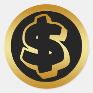 STICKER ROND SIGNE D'OR DOLLAR